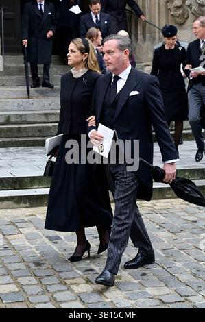 Prinzessin Madeleine von Schweden mit Ehemann Christopher O’Neill bei der Trauerfeier für Andreas Prinz von Sachsen-Coburg und Gotha in der Morizkirche. Coburg, 24.04.2025 Stockfoto