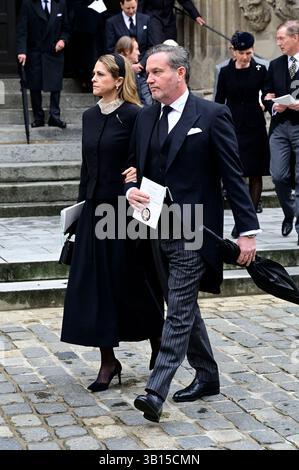 Prinzessin Madeleine von Schweden mit Ehemann Christopher O’Neill bei der Trauerfeier für Andreas Prinz von Sachsen-Coburg und Gotha in der Morizkirche. Coburg, 24.04.2025 Stockfoto