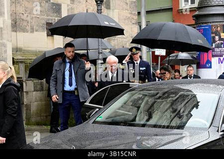 König Carl Gustaf von Schweden und Königin Silvia von Schweden bei der Trauerfeier für Andreas Prinz von Sachsen-Coburg und Gotha in Coburg in der Morizkirche. Coburg, 24.04.2025 Stockfoto