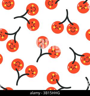 Happy Sad Cherry Gesichter Muster Stock Vektor