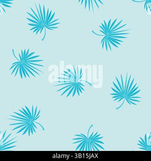 Blaue Palmblätter Auf Cyan Hintergrund Stock Vektor