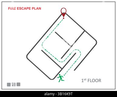 Feuer- und Evakuierungsplan Stock Vektor