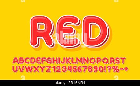 Bonbonschrift, Pinsel Bonbons. Englisches Alphabet und Nummernzeichen. Vektor Stock Vektor