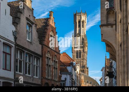 Glockenturm von Brügge, ein mittelalterlicher Glockenturm in Brügge, Belgien Stockfoto