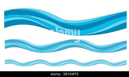 Nahtloses Set mit blauem Wellendesign Stock Vektor