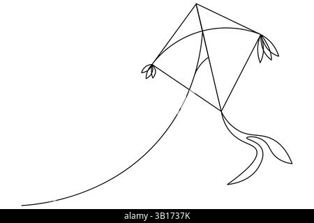 Drachen durchgehende einzeilige Kunstzeichnung der Umrissvektor-Illustration Stock Vektor