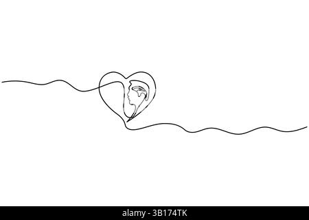Love Shape durchgehende einzeilige Zeichnung Umrissvektorillustration. Stock Vektor