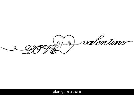 Love Shape durchgehende einzeilige Zeichnung Umrissvektorillustration. Stock Vektor