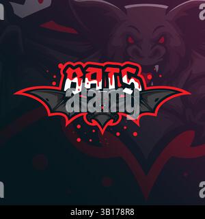 Fledermaus Maskottchen Logo Design Vektor mit modernem Illustrationskonzept Stil für Abzeichen, Emblem und T-Shirt Druck. Illustration der Fledermaus. Stock Vektor
