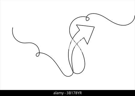 Minimalistischer einzeiliger Pfeilvektor durchgehende einzeilige Zeichnung isolierte Illustration Stock Vektor