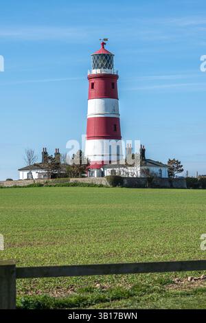 Happisburgh Lighthouse, der älteste Leuchtturm in East Anglia, Norfolk, England Stockfoto