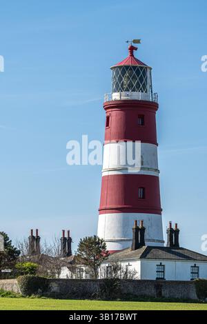 Happisburgh Lighthouse, der älteste Leuchtturm in East Anglia, Norfolk, England Stockfoto