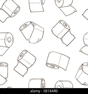 Cartoon-Toilettenpapier, nahtloses Muster. Vektor-Doodle-Druck Stock Vektor