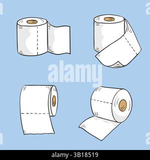 Cartoon Toilettenpapier Set. Illustration der Vektorkritzelei Stock Vektor