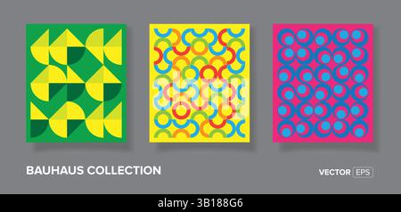 Abstraktes geometrisches Muster des bauhauses hinterlässt minimalistische geometrische Designs mit einfachen Formen und Elementen Stock Vektor