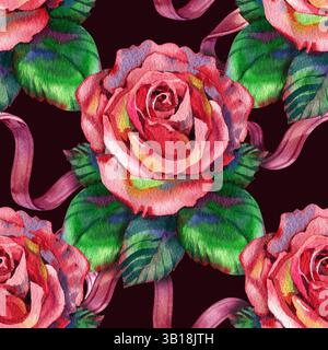 Nahtloses Blumenmuster im Vintage-Stil mit Rosen Stockfoto