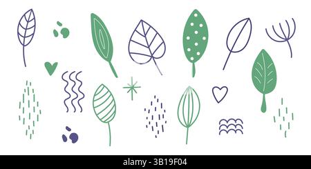 Satz handgezeichneter einfacher Blätter. Stock Vektor