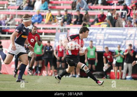 2011. Februar: Kanadas Ciaran Hearn während eines Rugby-Spiels zwischen den USA und Kanada während der HSBC USA Sevens World im Sam Boyd Stadium in Las Vegas, NV.USA. Kanada besiegt USA 19:15 (Foto: © Josh Holmberg/Cal Sport Media/ZUMAPRESS.com) Stockfoto