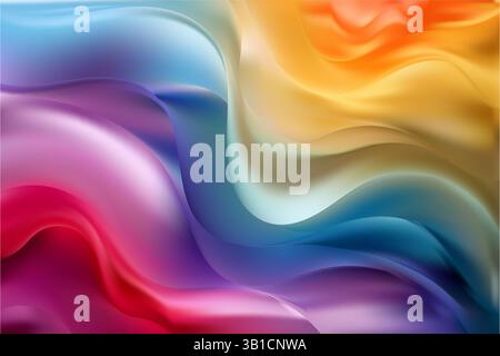 Abstrakte Komposition von bunten Wellen mit glatten Farbübergängen. Stockfoto