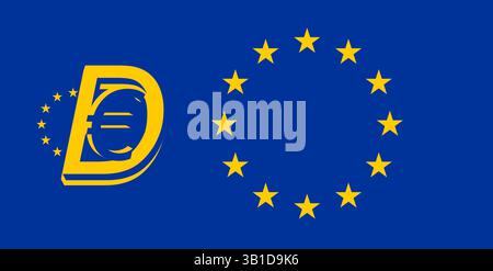 D€ AS Digital Euro abstrakt kreatives Symbol Hintergrund, CBDC Stockfoto