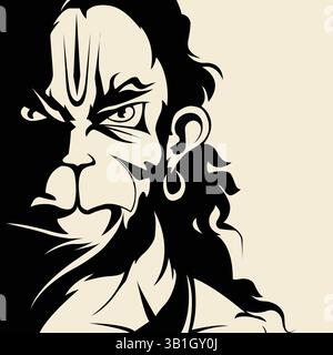 Hanuman-JI-Vektor-Illustration - mächtige hinduistische Götterkunst Stock Vektor