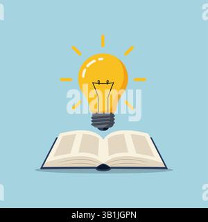 Buchen Sie oben mit der Ideenblume. Bildungs-Konzept-Vektorillustration Stock Vektor