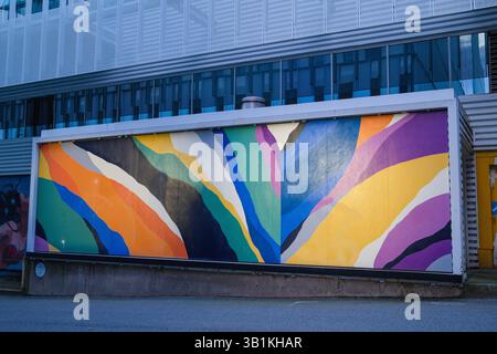 Ein farbenfrohes Wandgemälde in Mount Pleasant, Vancouver, BC. Stockfoto