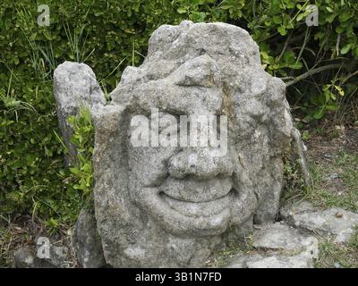 Granitskulpturen von Abbe Foure, Rotheneuf, Saint-Malo, Bretagne, Frankreich, Europa Stockfoto