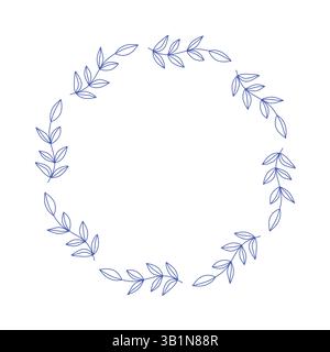 Mediterrane blaue Olivenzweige, kreisförmiger Rahmen Stock Vektor