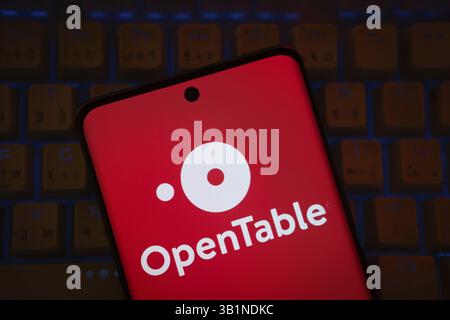 Dhaka, Bangladesch - 17. März 2025: Das Logo des offenen Tisches wird auf einem Smartphone-Bildschirm angezeigt Stockfoto