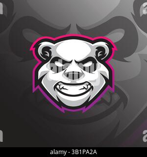 panda Maskottchen Logo Design Vektor mit moderner Illustration Konzept Stil für Abzeichen, Emblem und T-Shirt Druck. pandakopf-Illustration. Stock Vektor