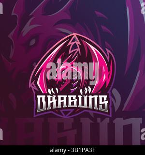 dragon Mascot Logo Design Vektor mit modernem Illustrationskonzept Stil für Abzeichen, Emblem und T-Shirt Druck. Illustration des wütenden Drachen. Stock Vektor