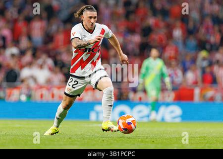 Alfonso Espino Pacha wurde während des LaLiga EA SPORTSPIELS zwischen den Teams von Atletico de Madrid und Rayo Vallecano im Estadio Civitas Metropolitano (Maciej Stockfoto