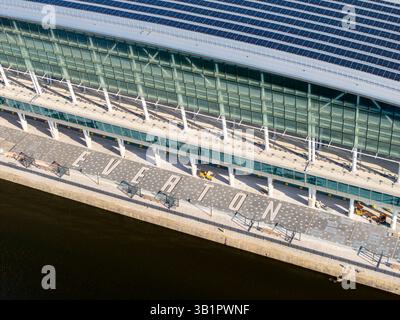 LIVERPOOL, MERSEYSIDE, ENGLAND - 06. APRIL 2025: Nahaufnahme des Everton Football Stadions, Liverpool, Merseyside, England Stockfoto