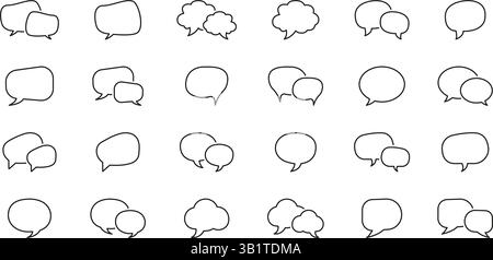 Symbol Für Sprechblase-Comic-Set. Sammlung von „Cloud and Talk Speech Bubbles Line Icons“. Symbol für Kontur von Dialogwolken. Bearbeitbare Kontur. Isolierter Vektor Stock Vektor