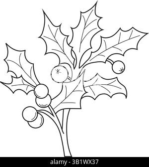 Hand gezeichnete Vektorlinie Kunst Illustration der Weihnachtsbaumzweige, Blumensträuße und festliche Arrangements, perfekt für Feiertagsdekorationen Stock Vektor