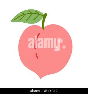 Pfirsichfrucht Hand gezeichnete Vektor-Illustration Stock Vektor