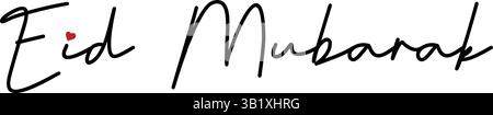 Elegante Eid Mubarak Kalligraphie mit Herzakzent - minimalistisches Design Stock Vektor