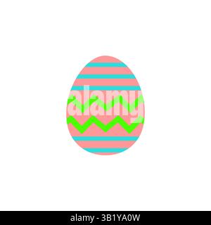 Osterei-Symbol. Rosafarbener Zickzack-Vektor. Helle festliche Form. Streifenmuster für Feiertage. Stock Vektor