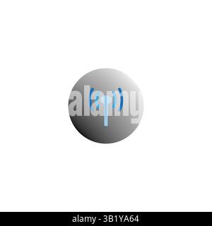 Antennensymbol. Signalkurvensymbol. Blaue Sendeleitungen. Form des Vektornetzwerks. Stock Vektor