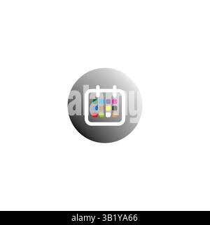 Symbol für Kalenderraster. Event Planer Tool. Bunte quadratische Blöcke. Vektor-Datumskreis. Stock Vektor