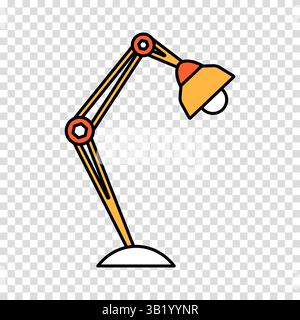 Tischleuchte in flachem Design. Leselicht im Cartoon-Stil. Vektor-Clipart-Symbol auf transparentem Hintergrund. Stock Vektor