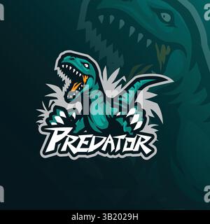 Raubtier Maskottchen Logo Design Vektor mit Konzept Stil für Abzeichen, Emblem und T-Shirt Druck. Illustration des wütenden Raptors. Stock Vektor