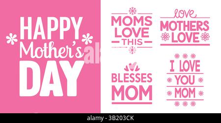 Muttertagszitat T-Shirt-Paket für Grafiken mit Print und Sublimation Stock Vektor