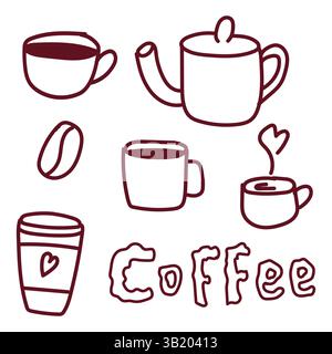 Coffee Shop Elements Illustrationsset, perfekt für Branding und Identitätsdesign. Stock Vektor