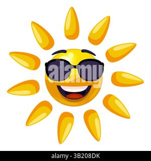 Smiley-Zeichentrickfilm „Sonne in Sonnenbrille“ Stock Vektor