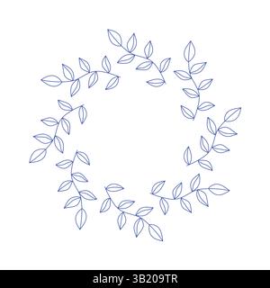 Mediterrane blaue Olivenzweige, kreisförmiger Rahmen Stock Vektor