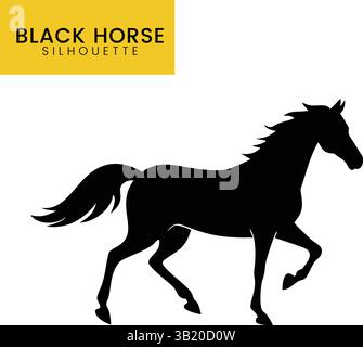 Schwarzes Pferd-Silhouette-Vektor-Illustration Stock Vektor