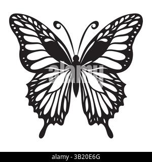 Kompliziertes Clipart mit schwarzem Schmetterling für Grafikdesigner Stock Vektor