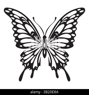 Stilisierte Zeichnung mit schwarzem Schmetterling – perfekt für Bastelprojekte Stock Vektor
